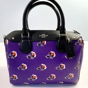 Coach Purple Floral Bramble Rose Bennett Satchel Purse